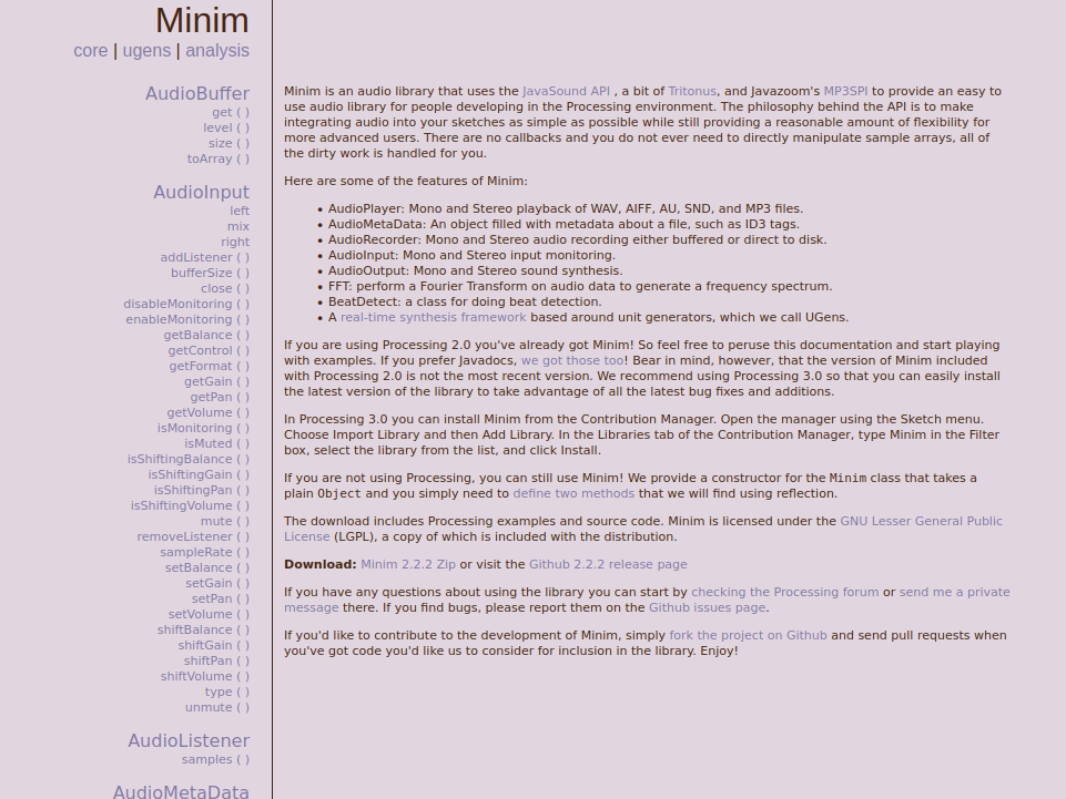 Minim documentation website screenshot