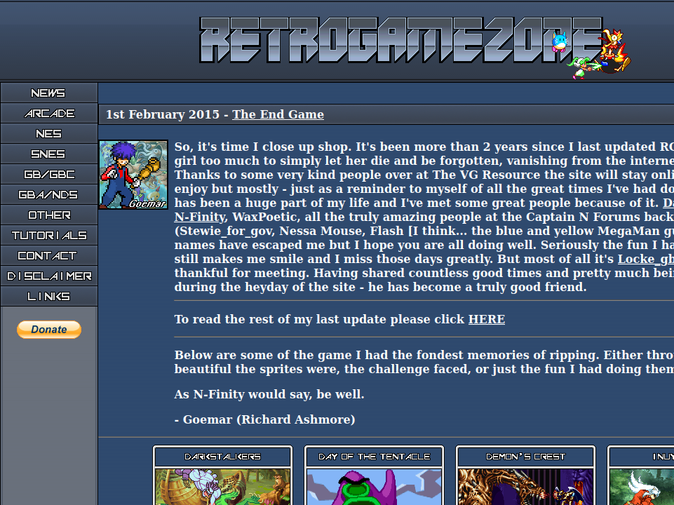 RetroGameZone website screenshot